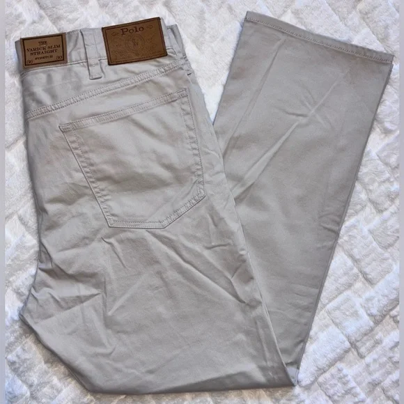 Polo Ralph Lauren Surplus Khaki Varick Slim Fit Sateen Stretch Pants 36W NWT - Picture 7 of 9
